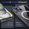 image:imageJETech Magnetic Case for iPhone 15 Clear  Compatible with MagSafe Shockproof Phone Bumper Cover Scratch Resistant Clear BackBlackWhite
