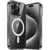 image:imageJETech Magnetic Case for iPhone 15 Clear  Compatible with MagSafe Shockproof Phone Bumper Cover Scratch Resistant Clear BackBlackWhite