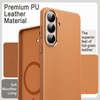 image:imageJETech Vegan Leather Case for Samsung Galaxy S26 Black  Compatible with MagSafe AntiSlip Grip Phone Cover Metal Button Soft Microfiber LiningBrown