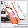 image:imageJETech Vegan Leather Case for iPhone 17 Pro Max Deep Blue  Compatible with MagSafe AntiSlip Grip Phone Cover Builtin Camera Control Button Soft Microfiber LiningCosmic Orange