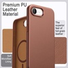 image:imageJETech Vegan Leather Case for iPhone 17e16e Black  Compatible with MagSafe AntiSlip Grip Phone Cover Metal Button Soft Microfiber LiningDeep Brown