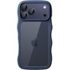 image:imageJETech Wavy Case for iPhone 17 Pro Max Orange  Cute Wavy Design Shockproof Protection Hard Clear PC Back Comfortable GripDark Blue