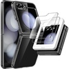 image:imageJETech 3 in 1 Case for Samsung Galaxy Z Flip 7 Clear  2 Tempered Glass Front Screen Protectors Scratch Resistant Crystal Transparent Hard PC Shell Protective Phone CoverBlack