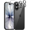 image:imageJETech 5 in 1 Case for iPhone 17 Pro Max AntiYellowing Clear  2 Tempered Glass Screen Protectors 2 Camera Lens Protectors Shockproof Bumper Phone CoverBlack