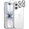 image:imageJETech 5 in 1 Case for iPhone 17 Pro Max AntiYellowing Clear  2 Tempered Glass Screen Protectors 2 Camera Lens Protectors Shockproof Bumper Phone CoverClear