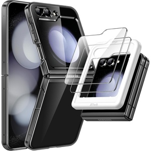 image:imageJETech 3 in 1 Case for Samsung Galaxy Z Flip 7 Clear  2 Tempered Glass Front Screen Protectors Scratch Resistant Crystal Transparent Hard PC Shell Protective Phone CoverBlack