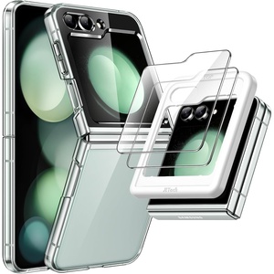 image:imageJETech 3 in 1 Case for Samsung Galaxy Z Flip 7 Clear  2 Tempered Glass Front Screen Protectors Scratch Resistant Crystal Transparent Hard PC Shell Protective Phone CoverClear