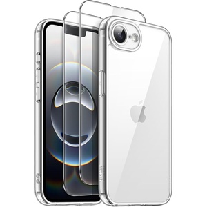 image:imageJETech 3 in 1 Case for iPhone 17e16e AntiYellowing Clear  2 Tempered Glass Screen Protectors Shockproof Bumper Phone CoverClear