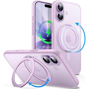 image:imageJETech 360 Rotatable Ring Stand Case for iPhone 17 Pro Max Orange  Compatible with MagSafe Camera Control Button Translucent Matte Back Stand amp Ring Holder Shockproof ProtectionLavender
