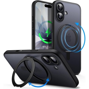 image:imageJETech 360 Rotatable Ring Stand Case for iPhone 17 Pro Max Orange  Compatible with MagSafe Camera Control Button Translucent Matte Back Stand amp Ring Holder Shockproof ProtectionBlack