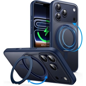 image:imageJETech 360 Rotatable Ring Stand Case for iPhone 17 Pro Max Orange  Compatible with MagSafe Camera Control Button Translucent Matte Back Stand amp Ring Holder Shockproof ProtectionDeep Blue