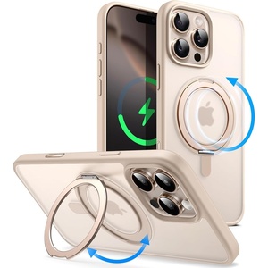 image:imageJETech 360 Rotatable Ring Stand Case for iPhone 17e16e Black  Compatible with MagSafe Translucent Matte Back Stand amp Ring Holder Shockproof ProtectionDesert Titanium