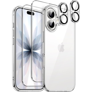 image:imageJETech 5 in 1 Case for iPhone 17 Pro Max AntiYellowing Clear  2 Tempered Glass Screen Protectors 2 Camera Lens Protectors Shockproof Bumper Phone CoverClear
