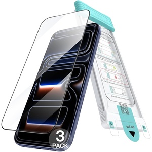 image:imageJETech 9H Screen Protector for iPhone 17 Pro Smooth Curved Edge 3Pack  Black Border Design Tempered Glass AutoAlign Installation CaseFriendlyiPhone 17 Pro