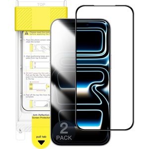 image:imageJETech AntiReflective 9H Screen Protector for iPhone 17 Pro Max 2Pack  AR Coating Full Coverage Black Edge Design Tempered Glass AntiFingerprint AutoAlign Installation CaseFriendlyiPhone 17 Pro Max