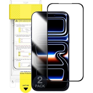 image:imageJETech AntiReflective 9H Screen Protector for iPhone 17 Pro Max 2Pack  AR Coating Full Coverage Black Edge Design Tempered Glass AntiFingerprint AutoAlign Installation CaseFriendlyiPhone 17 Pro