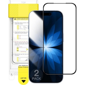 image:imageJETech AntiReflective 9H Screen Protector for iPhone 17 Pro Max 2Pack  AR Coating Full Coverage Black Edge Design Tempered Glass AntiFingerprint AutoAlign Installation CaseFriendlyiPhone 17