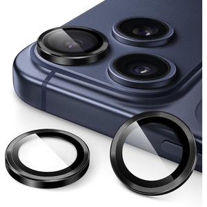 image:imageJETech Camera Lens Protector for iPhone 17 Pro17 Pro Max Orange 1 Set  9H Tempered Glass Metal Individual Ring Cover Easy Installation Tray HD ClearBlack