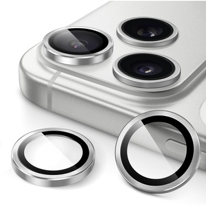 image:imageJETech Camera Lens Protector for iPhone 17 Pro17 Pro Max Orange 1 Set  9H Tempered Glass Metal Individual Ring Cover Easy Installation Tray HD ClearSilver
