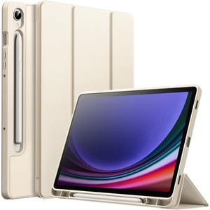 image:imageJETech Case Cover for Samsung Galaxy Tab S9 11 Black  Soft TPU Protection S Pen Holder TriFold Stand Supports S Pen Charging Auto WakeSleep Shockproof Lightweight DesignBeige