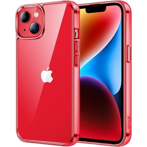 image:imageJETech Case for iPhone 14 AntiYellowing Clear  Shockproof Protection Scratch Resistant Hard PC Back Durable Transparent TPU BumperRed