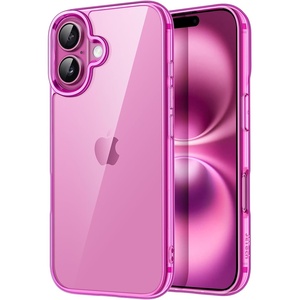 image:imageJETech Case for iPhone 16 AntiYellowing Clear  Shockproof Protection Scratch Resistant Hard PC Back Durable Transparent TPU BumperPink