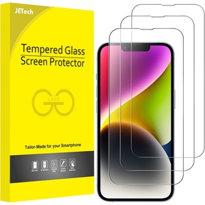 image:imageJETech FullCoverage Screen Protector for iPhone 17e16e13 Pro13 3Pack  Easy Installation Tool HD Clear Tempered Glass CaseFriendly EdgetoEdge ProtectioniPhone 14 Plus