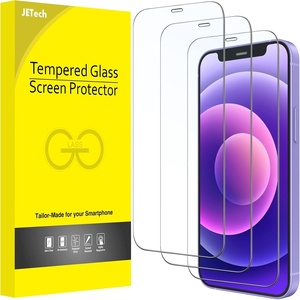 image:imageJETech FullCoverage Screen Protector for iPhone 17e16e13 Pro13 3Pack  Easy Installation Tool HD Clear Tempered Glass CaseFriendly EdgetoEdge ProtectioniPhone 12 mini 54Inch