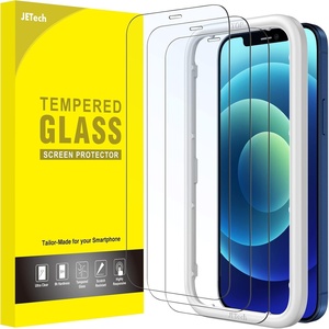image:imageJETech FullCoverage Screen Protector for iPhone 17e16e13 Pro13 3Pack  Easy Installation Tool HD Clear Tempered Glass CaseFriendly EdgetoEdge ProtectioniPhone 1212 Pro
