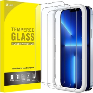 image:imageJETech FullCoverage Screen Protector for iPhone 17e16e13 Pro13 3Pack  Easy Installation Tool HD Clear Tempered Glass CaseFriendly EdgetoEdge ProtectioniPhone 13 Pro Max