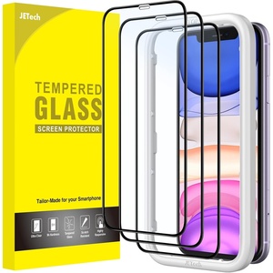 image:imageJETech FullCoverage Screen Protector for iPhone 17e16e14 3Pack  Black Edge Tempered Glass Easy Installation Tool HD Clear CaseFriendlyiPhone 11XR