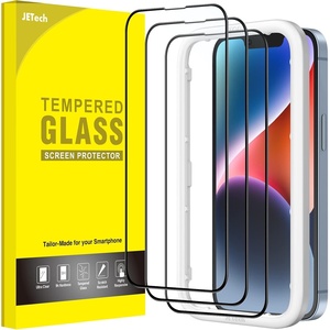 image:imageJETech FullCoverage Screen Protector for iPhone 17e16e14 3Pack  Black Edge Tempered Glass Easy Installation Tool HD Clear CaseFriendlyiPhone 17e16e14