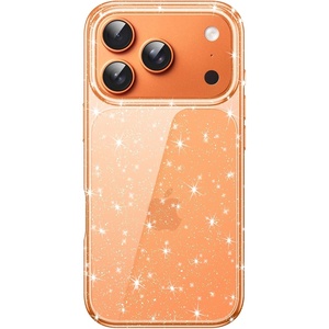 image:imageJETech Glitter Case for iPhone 17 Pro Max Clear  Sparkly Glitter Design Shockproof Protection Clear Back Stylish LookOrange