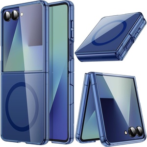 image:imageJETech Magnetic Case for Samsung Galaxy Z Flip 7 Clear  Compatible with MagSafe AntiYellowing Transparent Hard PC Protective Phone Cover Scratch ResistantBlue Shadow