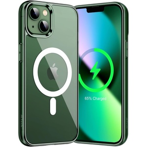 image:imageJETech Magnetic Case for iPhone 13 Clear  Compatible with MagSafe Shockproof Phone Bumper Cover Scratch Resistant Clear BackAlpine Green