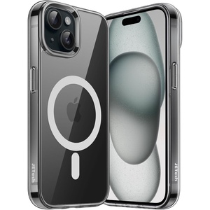 image:imageJETech Magnetic Case for iPhone 15 Clear  Compatible with MagSafe Shockproof Phone Bumper Cover Scratch Resistant Clear BackBlackWhite