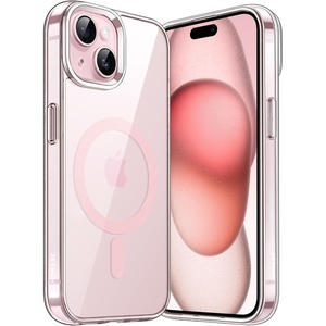 image:imageJETech Magnetic Case for iPhone 15 Clear  Compatible with MagSafe Shockproof Phone Bumper Cover Scratch Resistant Clear BackClearPink