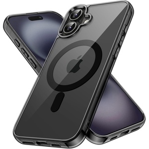 image:imageJETech Magnetic Case for iPhone 16 Clear  Compatible with MagSafe Shockproof Phone Bumper Cover Scratch Resistant Clear BackBlack