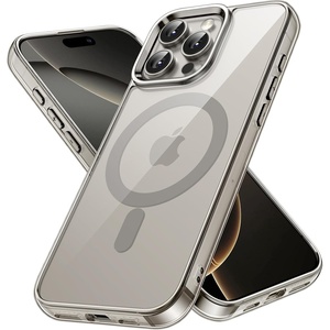 image:imageJETech Magnetic Case for iPhone 16 Clear  Compatible with MagSafe Shockproof Phone Bumper Cover Scratch Resistant Clear BackNatural Titanium