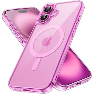 image:imageJETech Magnetic Case for iPhone 16 Clear  Compatible with MagSafe Shockproof Phone Bumper Cover Scratch Resistant Clear BackPink