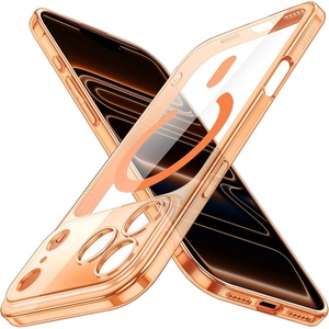 image:imageJETech Magnetic Slim Case for iPhone 17 Pro Max Clear  Compatible with MagSafe Camera Lens Protection UltraThin Lightweight Design Clear Back Minimalist StyleOrange