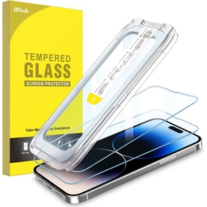 image:imageJETech One Touch Screen Protector for iPhone 17e16e14 2Pack  Auto Alignment Installation HD Clear Full Coverage Tempered Glass BubbleFree ApplicationiPhone 14 Pro