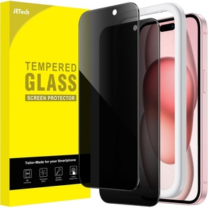 image:imageJETech Privacy Screen Protector for iPhone 16 2Pack  AntiSpy Privacy Protection Tempered Glass Easy Installation Tool AntiScratch DesigniPhone 15