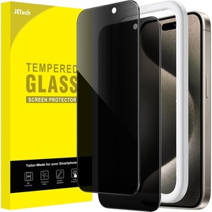 image:imageJETech Privacy Screen Protector for iPhone 16 2Pack  AntiSpy Privacy Protection Tempered Glass Easy Installation Tool AntiScratch DesigniPhone 15 Pro Max