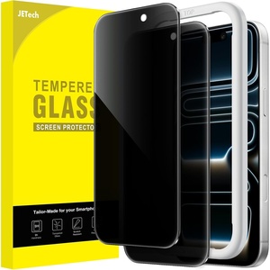 image:imageJETech Privacy Screen Protector for iPhone 16 2Pack  AntiSpy Privacy Protection Tempered Glass Easy Installation Tool AntiScratch DesigniPhone 17 Pro