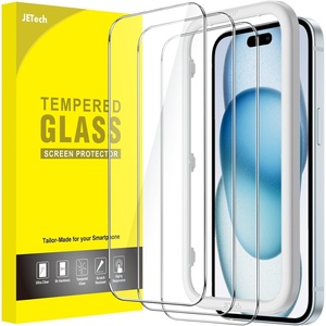 image:imageJETech Screen Protector for iPhone 17 3Pack  9H Tempered Glass HD Clear AntiScratch Protection Easy Installation TooliPhone 15 Plus
