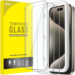 image:imageJETech Screen Protector for iPhone 17 3Pack  9H Tempered Glass HD Clear AntiScratch Protection Easy Installation TooliPhone 15 Pro Max