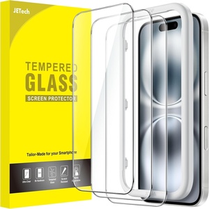 image:imageJETech Screen Protector for iPhone 17 3Pack  9H Tempered Glass HD Clear AntiScratch Protection Easy Installation TooliPhone 16