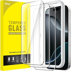 image:imageJETech Screen Protector for iPhone 17 3Pack  9H Tempered Glass HD Clear AntiScratch Protection Easy Installation TooliPhone 16 Pro