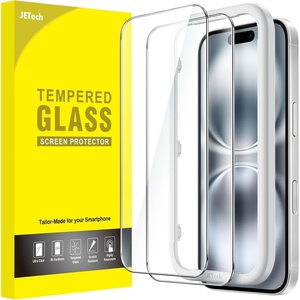 image:imageJETech Screen Protector for iPhone 17e16e13 Pro13 2Pack  9H Tempered Glass HD Clear AntiScratch Protection Easy Installation TooliPhone 16